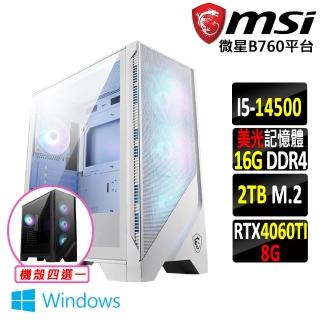 【微星平台】i5十四核GeForce RTX 4060TI Win11{犬大將III W}電競機(I5-14500/B760/16G D4/2TB)