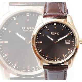 【CITIZEN 星辰】手錶 Eco-Drive 時尚雅爵光動能男錶-皮革/玫瑰金殼/AU1043-00E(保固二年)