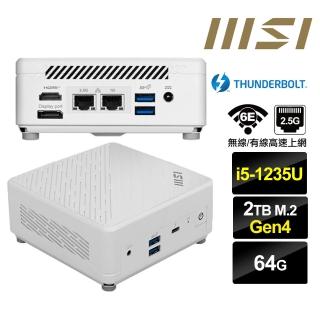 【MSI 微星】Cubi5 12M i5十核{風漂龍R2AD} 迷你電腦(i5-1235U/64G/2TB M.2 Gen4)