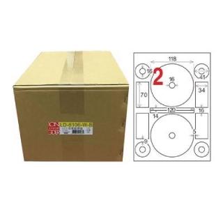 【龍德】LONGDER 三用電腦標籤 A4 光碟專用 內徑 16mm白色1000張/箱 LD-8106-W-B(適用雷射、噴墨、影印)