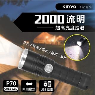 【KINYO】磁吸充電P70高亮度手電筒(停電應急/露營必備品 福利品)