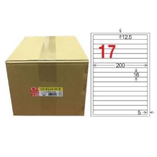 【龍德】LONGDER 三用電腦標籤 A4 17格 圓角 16*200mm 白色1000張/箱 LD-8114-W-B(適用雷射、噴墨、影印)
