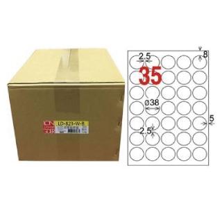 【龍德】LONGDER 三用電腦標籤 A4 35格 圓型標籤 直徑38mm白色1000張/箱 LD-823-W-B(適用雷射、噴墨、影印)