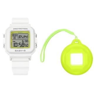 【CASIO 卡西歐】BABY-G + PLUS 30週年 手錶錶殼吊飾套組 螢光黃 BGD-10K-7 39mm