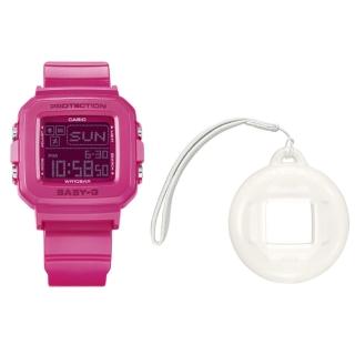 【CASIO 卡西歐】BABY-G + PLUS 30週年 手錶錶殼吊飾套組 桃粉色 BGD-10K-4 39mm