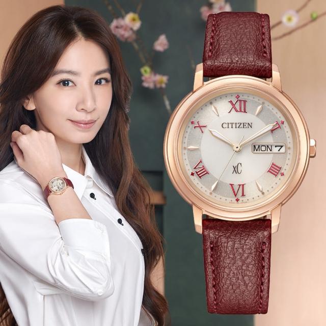 【CITIZEN 星辰】xC 廣告款俏皮甜心光動能時尚女錶-白x紅/32.5mm 母親節限定(EW2427-19A)