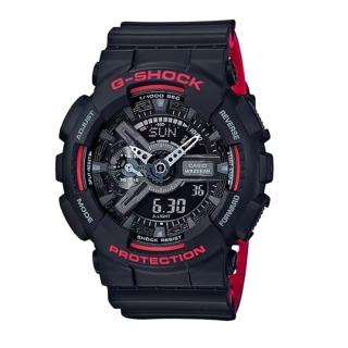 【CASIO 卡西歐】G-SHOCK 絕對強悍 時尚潮流運動錶款 黑紅 GA-110HR-1A 51.2mm