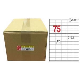 【龍德】LONGDER 三用電腦標籤 A4 75格 19.5*42mm白色1000張/箱 LD-8111-W-B(適用雷射、噴墨、影印)