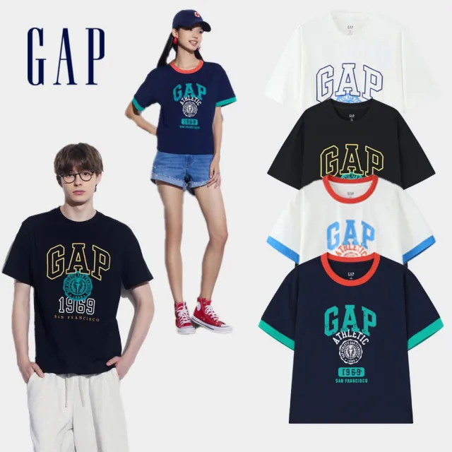 【GAP】男女裝 Logo印花純棉圓領短袖T恤-多款任選(465583&465443&465261)