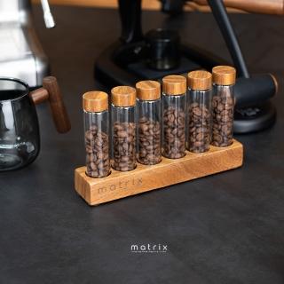 【Matrix】胡桃木蓋咖啡豆玻璃試管密封儲存罐 6入組(密封罐/試管/儲存/分裝/義式)