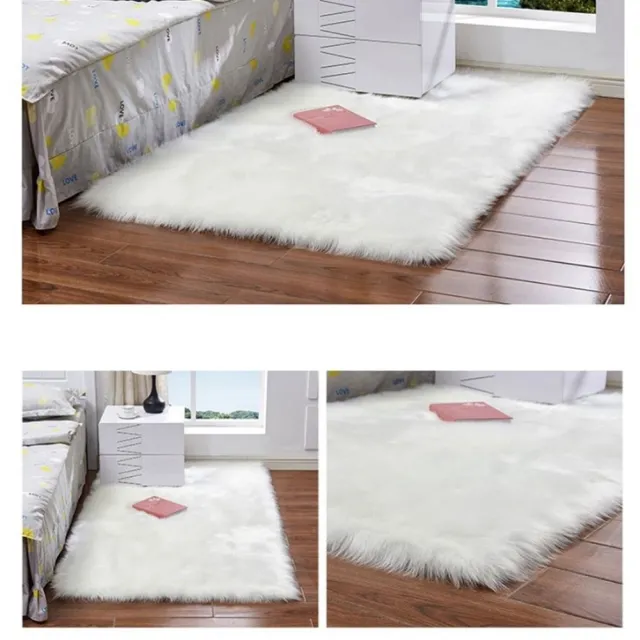 【JEN】仿羊毛方形長毛絨地毯地墊腳踏墊沙發墊90*150cm-白色