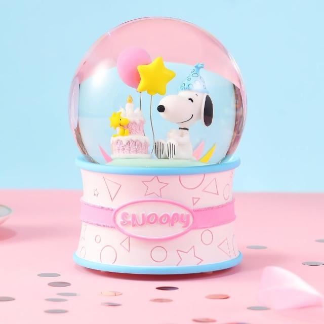 【JARLL 讚爾藝術】Snoopy史努比生日水晶球音樂盒 彩款(生日禮物  情人禮物)