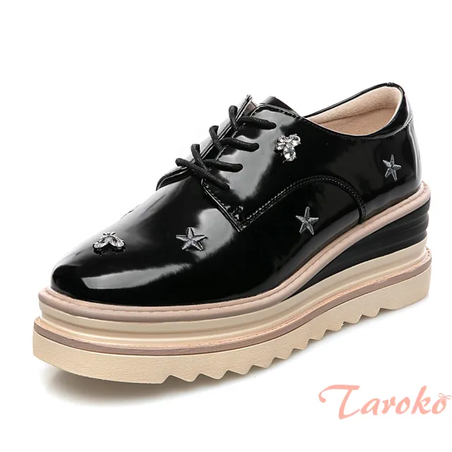 【Taroko】明日星星方頭小尺碼牛皮厚底鞋(2色可選)