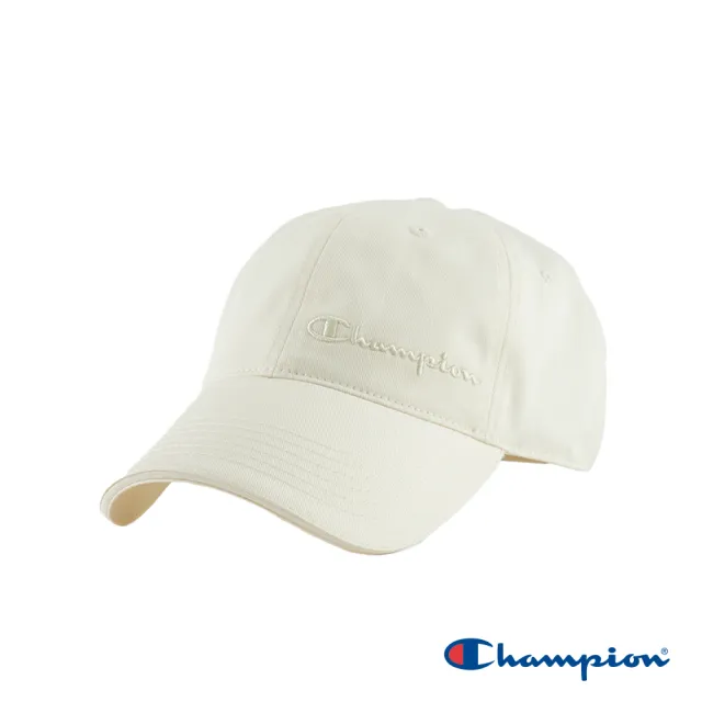 【Champion】官方直營-刺繡草寫LOGO棒球帽(淺米色)