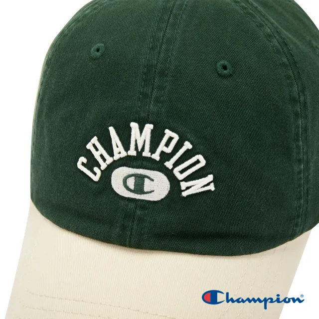【Champion】官方直營-刺繡LOGO拚色棒球帽(綠米色)