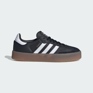 【adidas 愛迪達】Sambae W 女 休閒鞋 運動 經典 三葉草 厚底 增高 膠底 黑 白(JI1350)