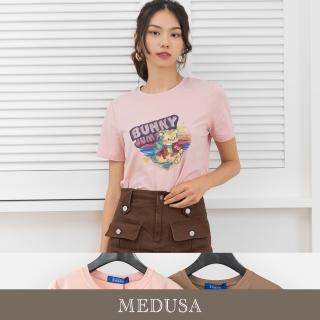 【MEDUSA 曼度莎】現貨-ICare 可愛小熊 復古短版T恤 - 2色（F）｜女休閒上衣 短袖T恤(307-16501)