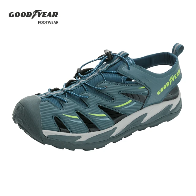 GOODYEAR 固特異 蒼鷺-護趾運動涼鞋/男鞋 便利束扣 橡膠大底 藍色(GAMS43756)