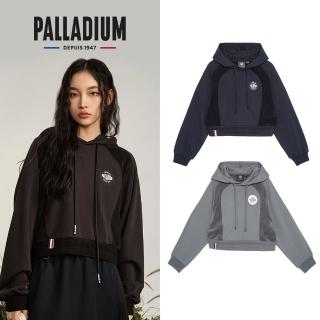 【Palladium】女版品牌LOGO拼接材質短版帽T-女裝-二色任選