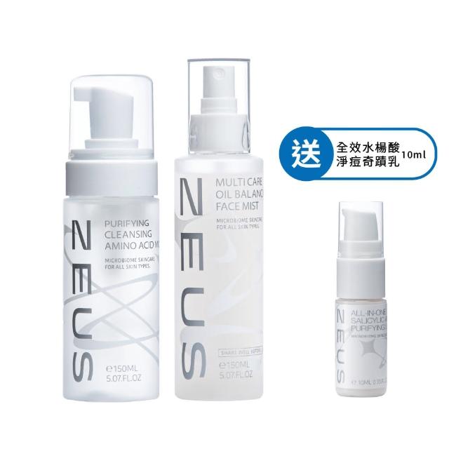 【Zeus】男士輕保養組 噴霧化妝水150ml+洗顏慕斯150ml(泡沫洗面乳/水楊酸/控油淨化/毛孔清潔)