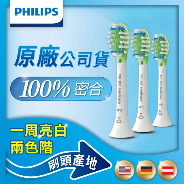 【Philips 飛利浦】Sonicare DC Smart智能亮白刷頭三入組-標準型-白HX9063/67