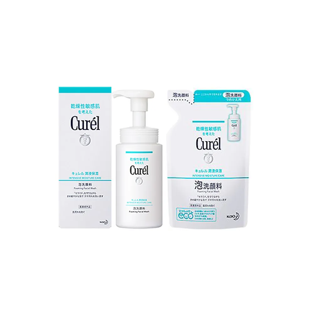 【Curel 花王珂潤】潤浸保濕洗顏慕絲超值組150ml+130ml(乾燥敏感肌專用)