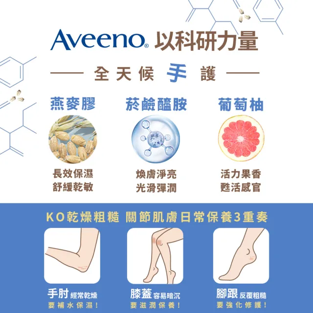【Aveeno 艾惟諾】任選3入_葡萄柚活力亮白/薰衣草暖香舒緩護手霜(50g)