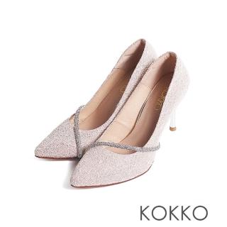 【KOKKO】璀璨閃耀唯美細高跟鞋(蕾絲白)