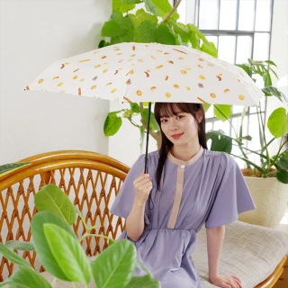 【nifty colors】日本 可愛可頌麵包圖案 玻璃纖維折疊傘/杏白(口袋傘、迷你傘)
