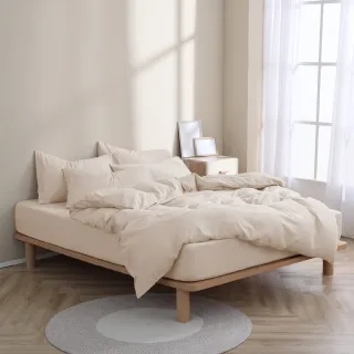 【AnD HOUSE 安庭家居】經典素色-奶茶色系-四件式單人床包單人被套組(多色任選/柔軟舒適/舒柔棉)