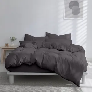 【AnD HOUSE 安庭家居】經典素色-太空灰色系-四件式加大床包加大被套組(多色任選/柔軟舒適/舒柔棉)