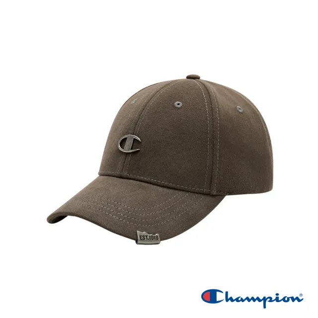 【Champion】官方直營-拚色刺繡LOGO標棒球帽(灰棕綠色)
