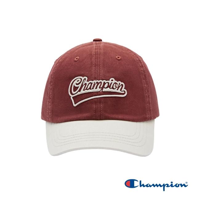 【Champion】官方直營-簍空刺繡LOGO撞色棒球帽(深紅米色)