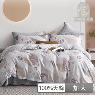 【DeKo岱珂】獨家贈日式護腰枕1入 100%萊賽爾天絲兩用被床包組 多款任選(雙人加大) 涼被/冷氣毯