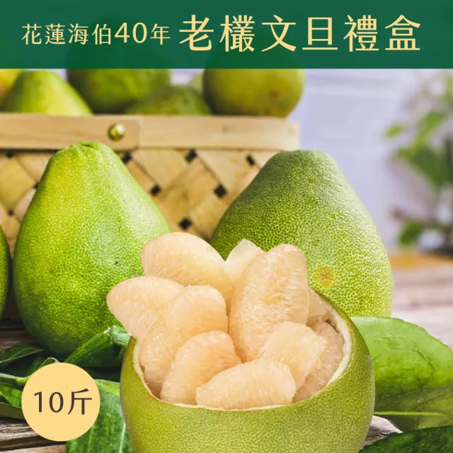 【初品果】花蓮鶴岡海伯40年老欉文旦禮盒10斤7-9顆x1箱(大果_中秋送禮_好友揪團_企業送禮)