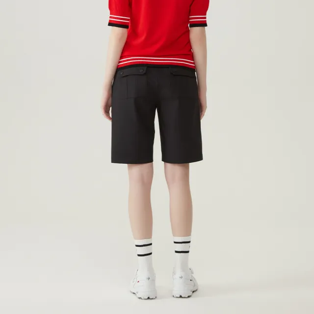 【LE COQ SPORTIF 公雞】高爾夫系列 女款黑色色彩線條舒適彈性中筒襪 QLT0K023