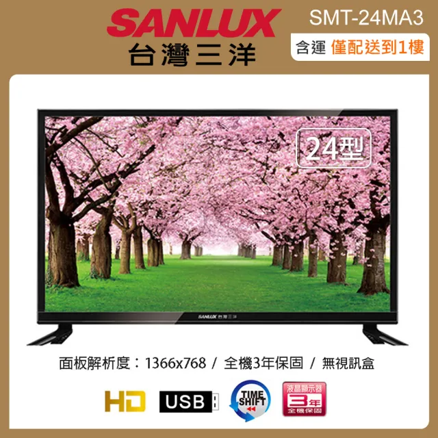 【SANLUX 台灣三洋】24吋液晶顯示器/無視訊盒SMT-24MA3(含運不含拆箱定位)