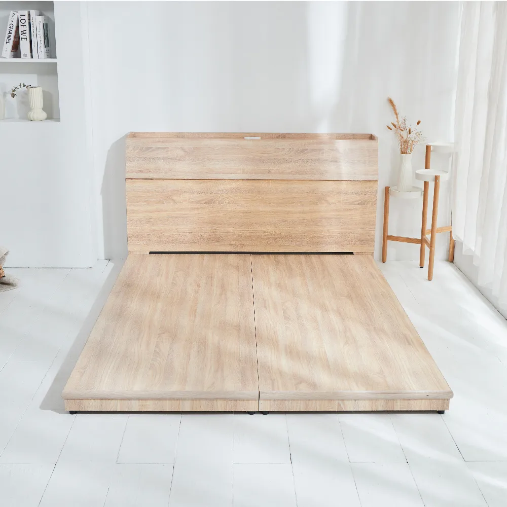 【藤原傢俬】日式風格二件式床組3.5尺單人加大(床頭箱+低床底/床架)
