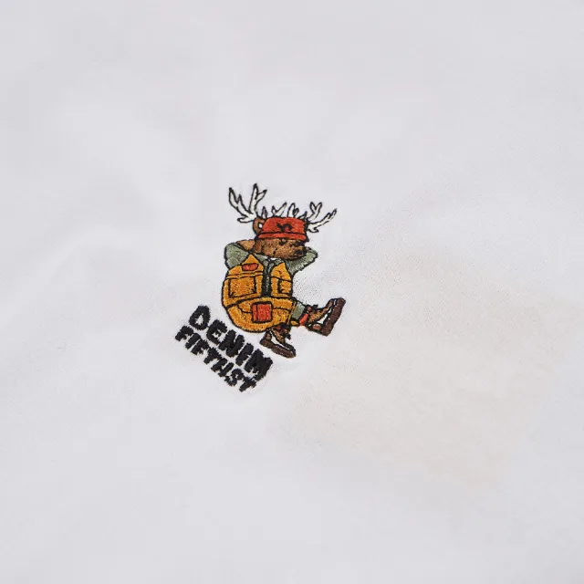 【5th STREET】女裝 短袖 短t 上衣 t恤 TEE 寬版 動物 刺繡 白色(5571015)