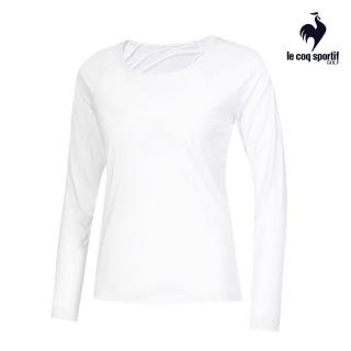【LE COQ SPORTIF 公雞】官方直營 高爾夫系列 女款白色基本款圓領冷感彈性透氣內搭衣 QLT2K132