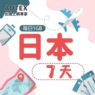 【AOTEX】7天日本上網絡卡每日1GB高速4G網速(手機SIM卡網路卡預付卡無限流量)