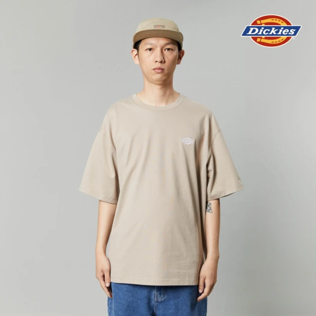 Dickies 男女款砂岩灰純棉胸前簡約刺繡Logo休閒短袖T恤｜DK012964SS0