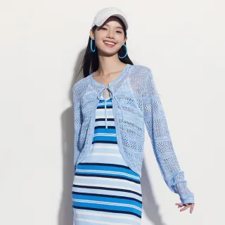 【GAP】女裝 圓領針織外套-藍色(465698)