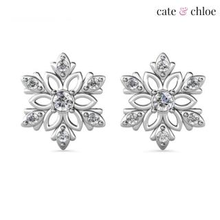 【Cate & Chloe】Sunny 18K白雪花飄飄水晶耳環(施華洛世奇水晶)