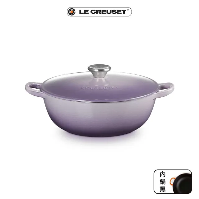 【Le Creuset】琺瑯鑄鐵鍋媽咪鍋 24cm(藍鈴紫/雪紡粉 2色選1)