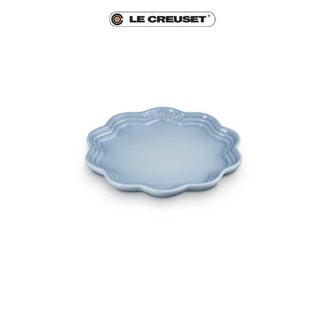 【Le Creuset】瓷器蕾絲花邊盤 18cm(海岸藍)