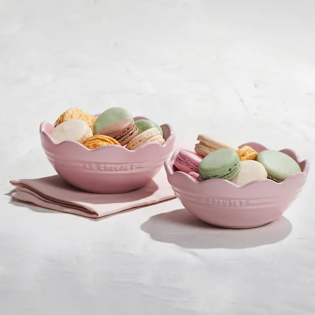 【Le Creuset】瓷器蕾絲花型碗14cm(海岸藍)