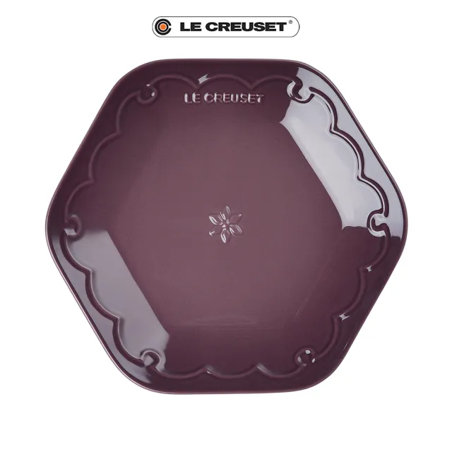 【Le Creuset】瓷器雪藏時光系列六角盤25cm(珠光白/無花果/貝殼粉 3色選1)