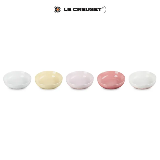 【Le Creuset】童話派對系列瓷器花蕾深盤18cm-5入(雪花白/奶油黃/貝殼粉/薔薇粉/淡粉紅)