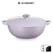 【Le Creuset】琺瑯鑄鐵鍋媽咪鍋 28cm(薰衣草-鋼頭-內鍋黑)